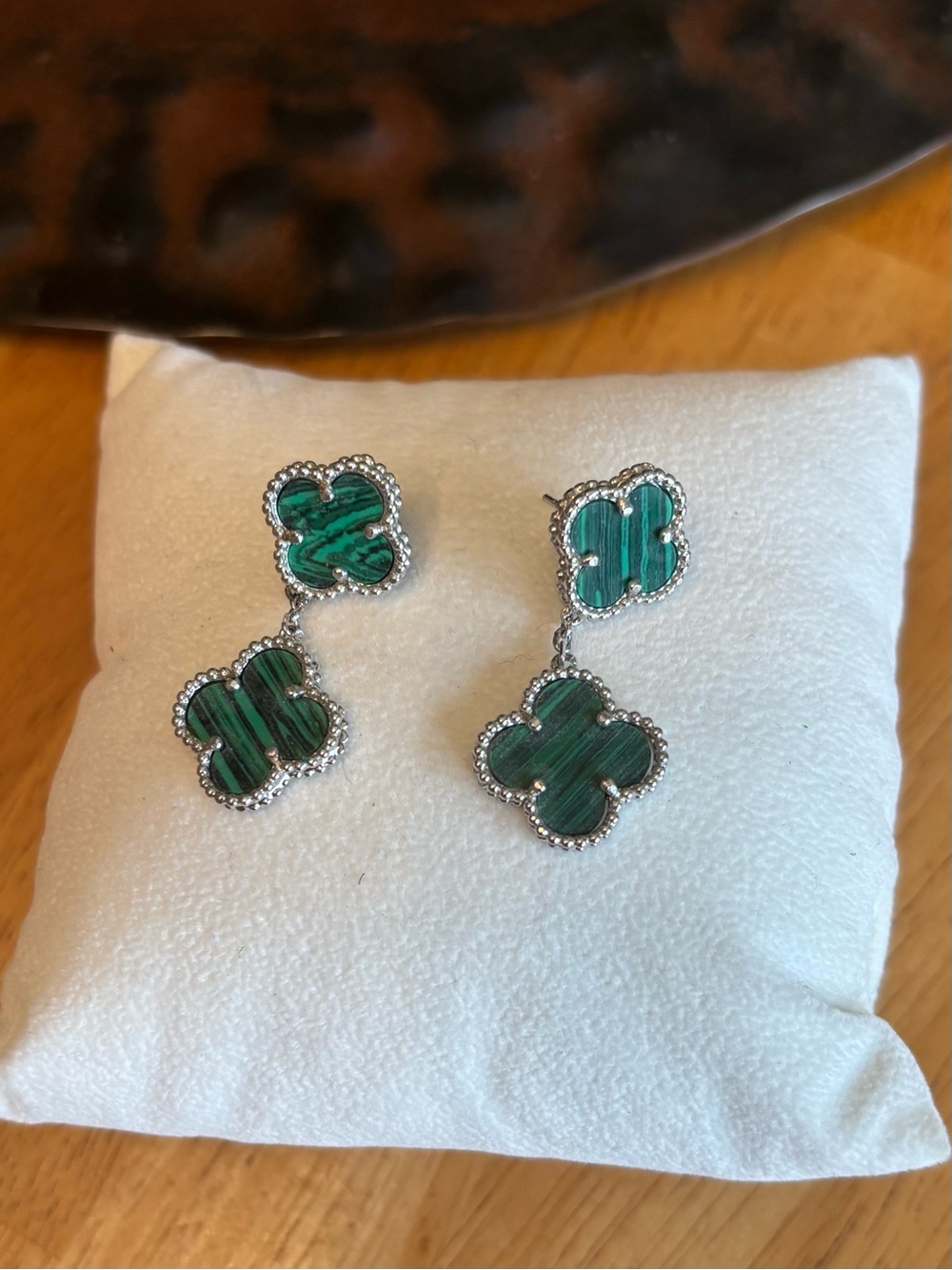 Green Clover Drop Earrings -